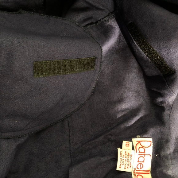 VINTAGE LINEN Blend Blazer Blue Size 10P - Picture 7 of 7